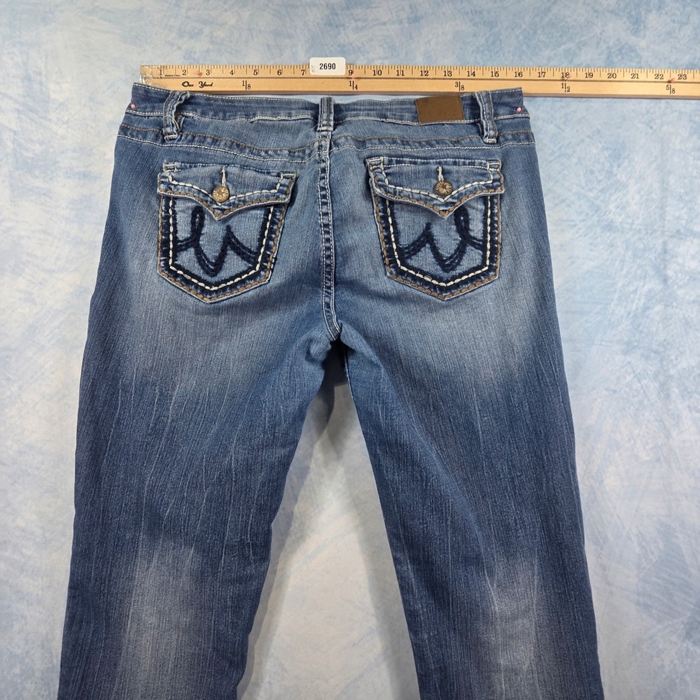 YMI Jeans Womens Size 11 Medium Wash Mid Rise Skinny Flap Pocket‎ Denim Blue